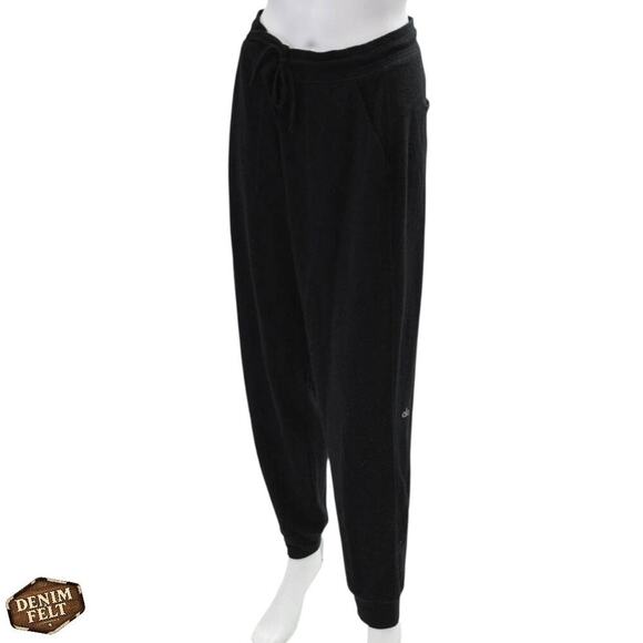 Alo Yoga Soho Sweatpant Black Alolux Relaxed Fit Lounge Joggers Size Medium - Picture 6 of 15
